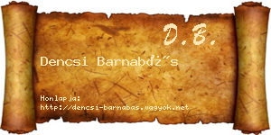 Dencsi Barnabás névjegykártya